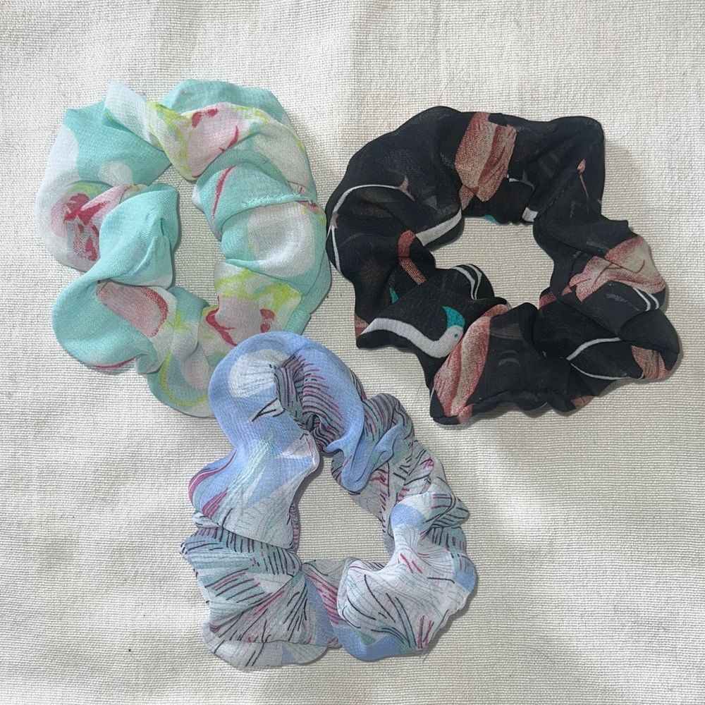 Set of Three Patterned Scrunchies